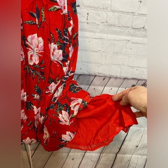 Sim & Sam Women Red Tropical Floral Strapless Midi Maxi Womens Size Medium Dress - Picture 5 of 7